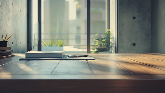 minimalist workspace with natural light representing focus, discipline, and structured systems in the builder mindset